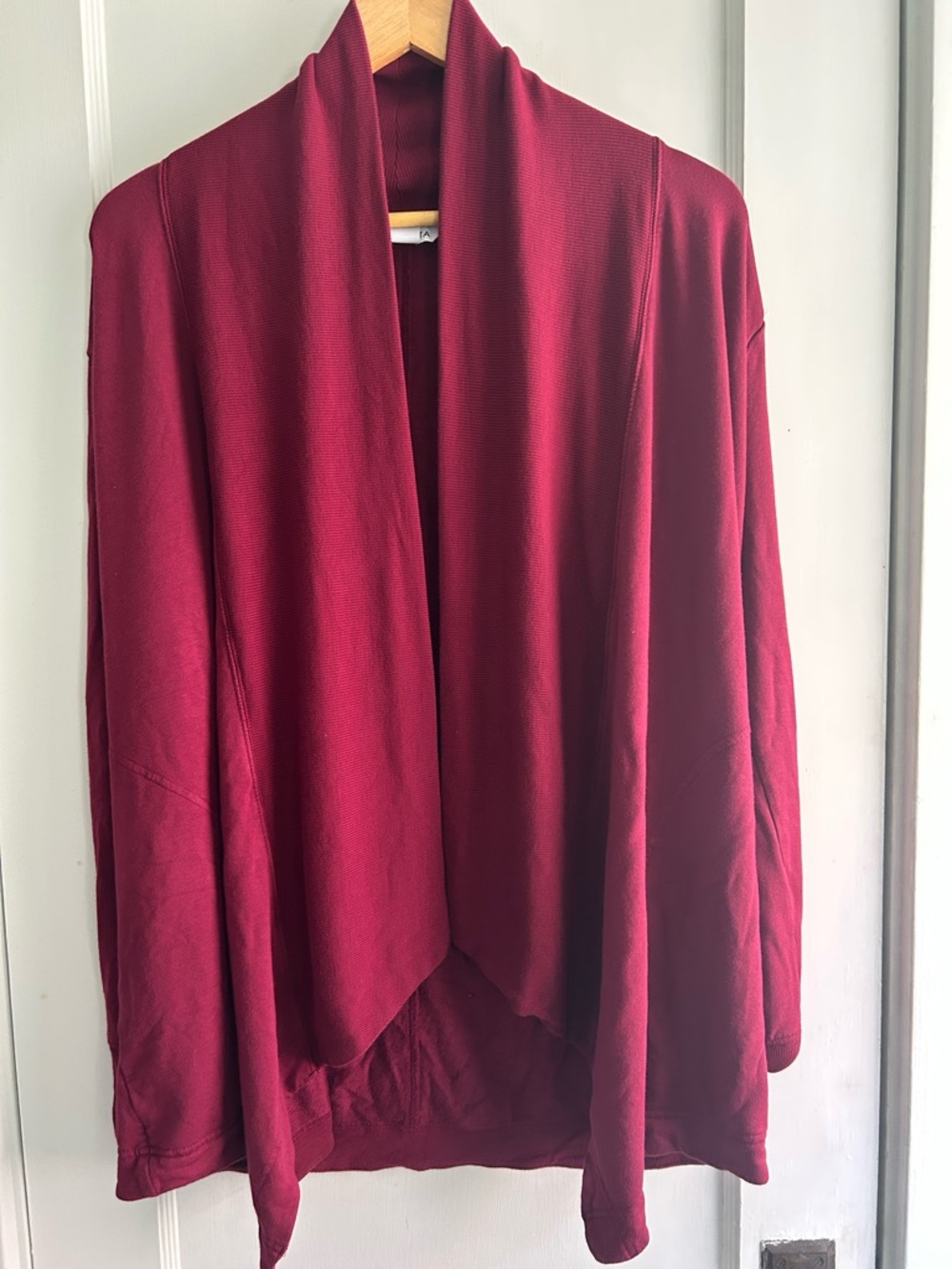 Athleta Open-Front Draped Cardigan in Burgundy